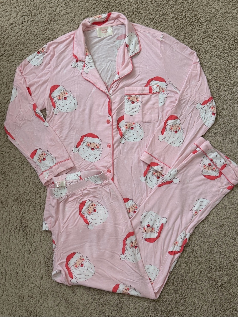 In My Sundays Pink Santa Pajama Set